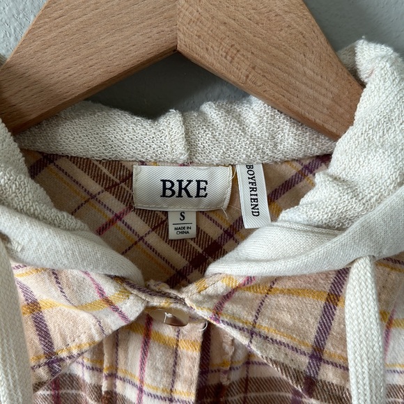 BKE Boyfriend Plaid Hooded Button Down Flannel Sweatshirt/Tunic Women's Small - Picture 8 of 13